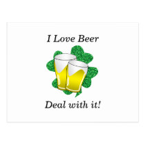I love beer deal with it shamrock postcards