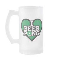 I Love Beer Pong - Green Mugs