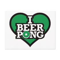 I Love Beer Pong - Green Postcards
