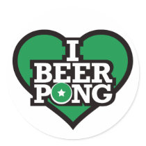 I Love Beer Pong - Green Stickers