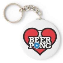 I Love Beer Pong - Red Keychains