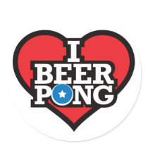 I Love Beer Pong - Red Stickers
