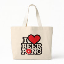 I Love Beer Pong v2 - Red Canvas Bags