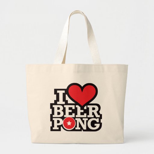 I Love Beer Pong v2 - Red Canvas Bags