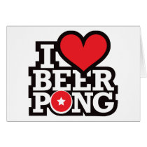 I Love Beer Pong v2 - Red Greeting Card
