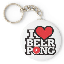 I Love Beer Pong v2 - Red Keychains