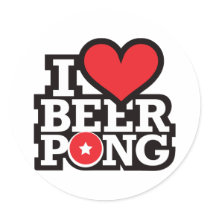 I Love Beer Pong v2 - Red Round Stickers