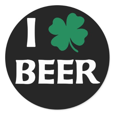 I Love Beer Round Stickers