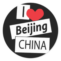 I Love Beijing China Round Stickers