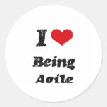 I Love Being Agile Round Stickers