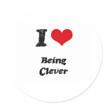 I love Being Clever Round Stickers