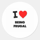 I Love Being Frugal Round Stickers
