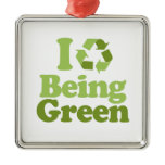 I Love being green ornaments