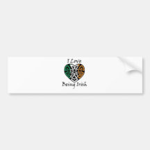I Love Being Irish Celtic Heart Bumper Stickers
