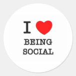 I Love Being Social Round Stickers