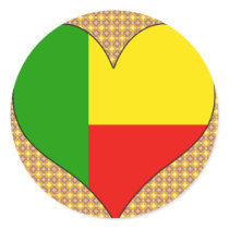 I Love Benin Round Stickers