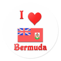 I Love Bermuda Round Sticker