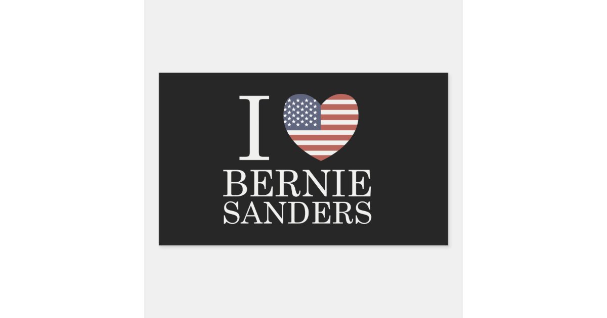 I Love Bernie Sanders Rectangular Sticker Zazzle