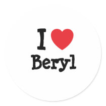 I love Beryl heart T-Shirt Round Sticker