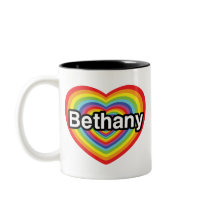 I love Bethany: rainbow heart Coffee Mugs