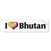 I Love Bhutan Flag Bumper Sticker