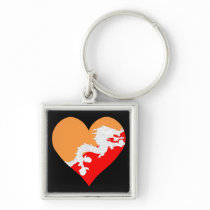 I Love Bhutan Heart Keychains