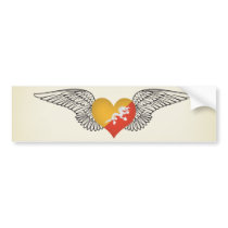 I Love Bhutan -wings Bumper Sticker