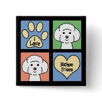 I Love Bichon Frises Pins