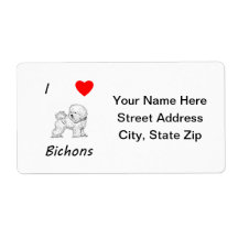 I Love Bichons Personalized Shipping Labels