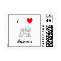 I Love Bichons Postage Stamp