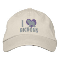 I Love Bichons Purple embroidered hats