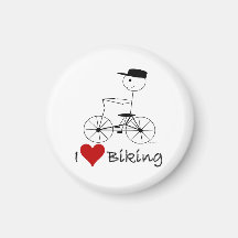 I Love Biking Gifts and Apparel Fridge Magnets