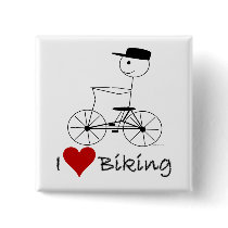 I Love Biking Gifts and Apparel Pinback Buttons