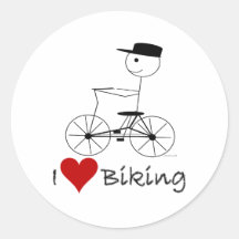 I Love Biking Gifts and Apparel Round Sticker