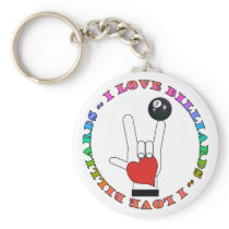 I LOVE BILLIARDS ASL SIGN LANGUAGE KEYCHAINS