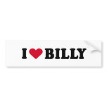 I LOVE BILLY BUMPER STICKERS