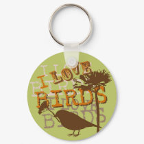 I Love Birds Design Keychain