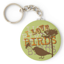 I Love Birds Design Keychain