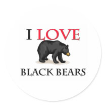 I Love Black Bears Round Stickers
