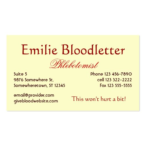 I Love Blood Business Card Template (back side)