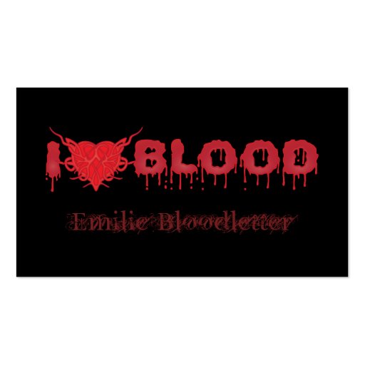 I Love Blood Business Card Template