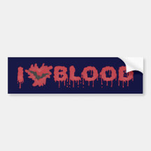 I Love Blood with Vampire Bat Bumper Sticker
