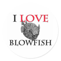 I Love Blowfish stickers by foodshirts I Love Blowfish stickers