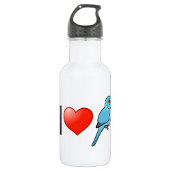I Love Blue Indian Ringnecks Water Bottle (24 oz)