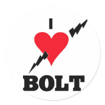 i love bolt round stickers