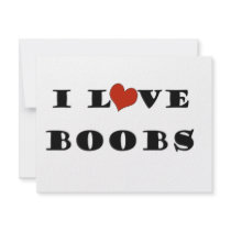 I Love Boobs Personalized Invites