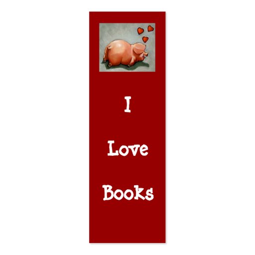 I LOVE BOOKS BOOKMARK WITH PIGGY BUSINESS CARD TEMPLATES (front side)