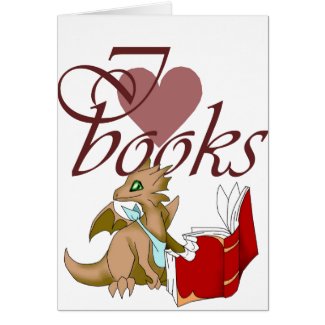 "I Love Books" Dragon Greeting Card