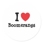 I love Boomerangs heart custom personalized Round Sticker