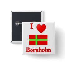 I Love Bornholm Pinback Buttons